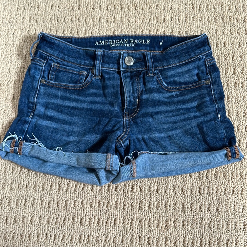 American Eagle Ne(x)t Level Stretch Midi Jean Short - Size 4 - Medium/Dark Wash